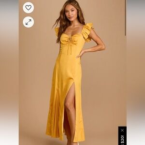 Lulus Yellow Ruffled Maxi Dress